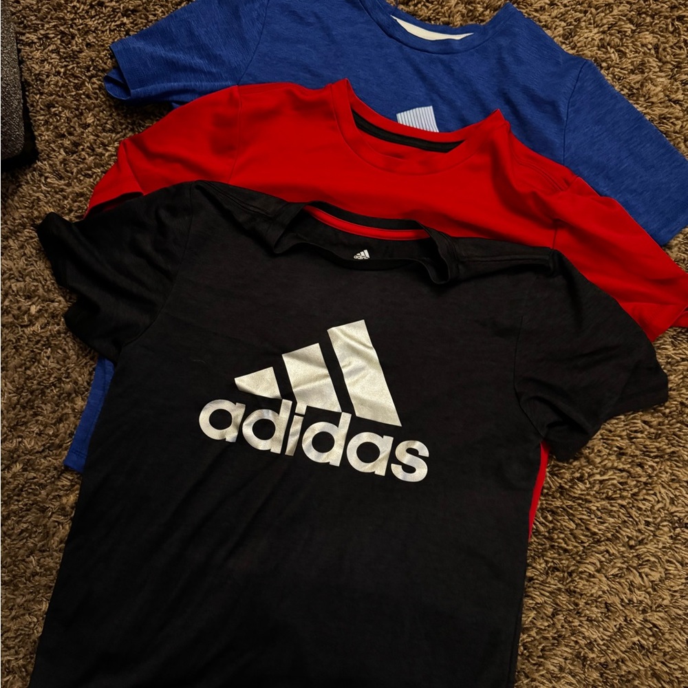 Adidas Black and Red Short Sleeve Tees